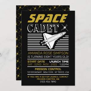 Invitation Cadet de l'espace, vaisseau spatial, Anniversaire