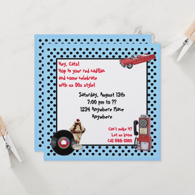 Invitation Cadillac rouge (Devant/Arrière en situation)