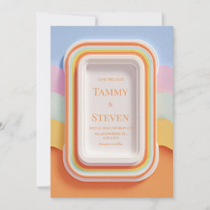 Invitation Cadre 3D de mariage bonbons rétro colorés gélifiés
