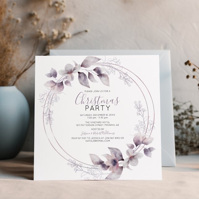 Invitation Cadre à l'aquarelle élégant | Fête de Noël des Fêt (Créateur téléchargé)