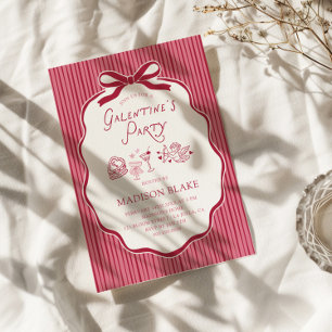 Invitation Cadre à nœud cerise pour fête de Galentine
