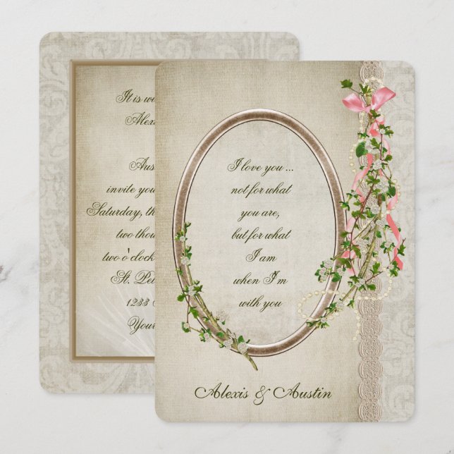 Invitation Cadre antique pour Mariage Verse (Devant / Derrière)