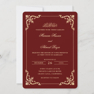 Invitation Cadre Antique Rococo Orné de Bourgogne Musulman Ma