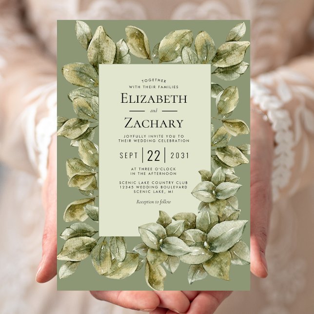 Invitation Cadre aquarelle d'eucalyptus Mariage de verdure sa (Créateur téléchargé)