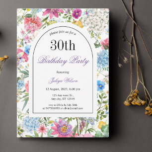Invitation Cadre Arc fleur sauvage 30e anniversaire