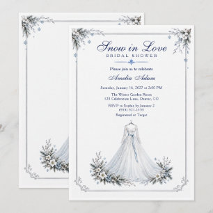 Invitation Cadre argenté Snow in Love Mariage hivernal