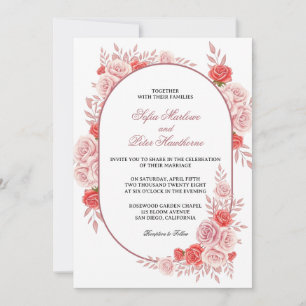 Invitation Cadre arqué moderne floral rose rose mariage