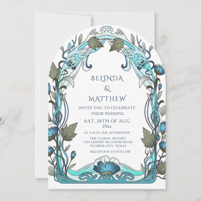 Invitation Cadre Art Déco floral (Devant)