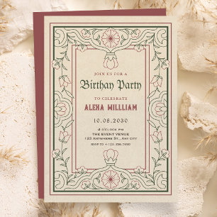 Invitation Cadre artistique floral d'art vintage
