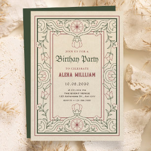 Invitation Cadre artistique floral d'époque