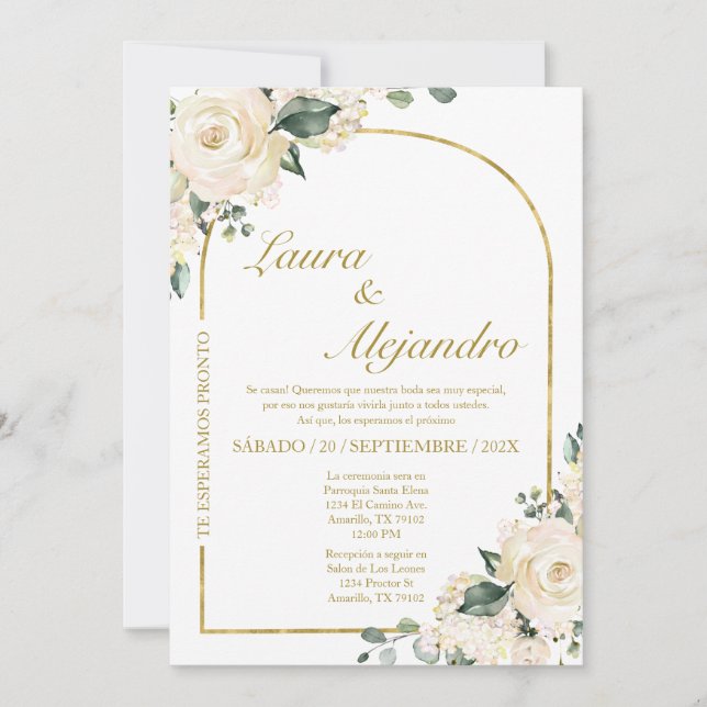 Invitation Cadre Bell Bouquet Floral Mariage espagnol (Devant)