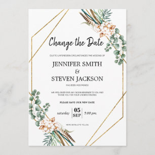 Invitation Cadre Boho Vert Gliter Modifier la Date