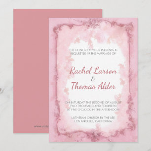 Invitation Cadre bordeaux et roses roses mariage