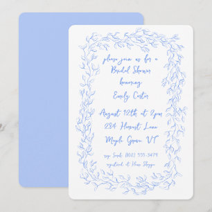 Invitation Cadre Botanique Bleu Whimsical Levé À La Main