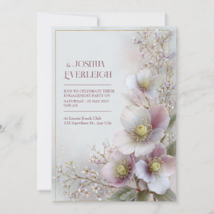 Invitation Cadre botanique éthéré à l'Hellébore rose perle
