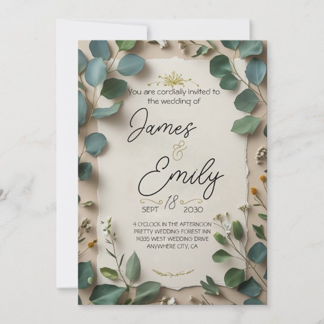 Invitation Cadre Botanique Eucalyptus (Devant)