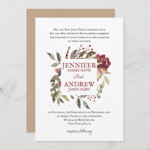 Invitation Cadre Carré Rose Woodland