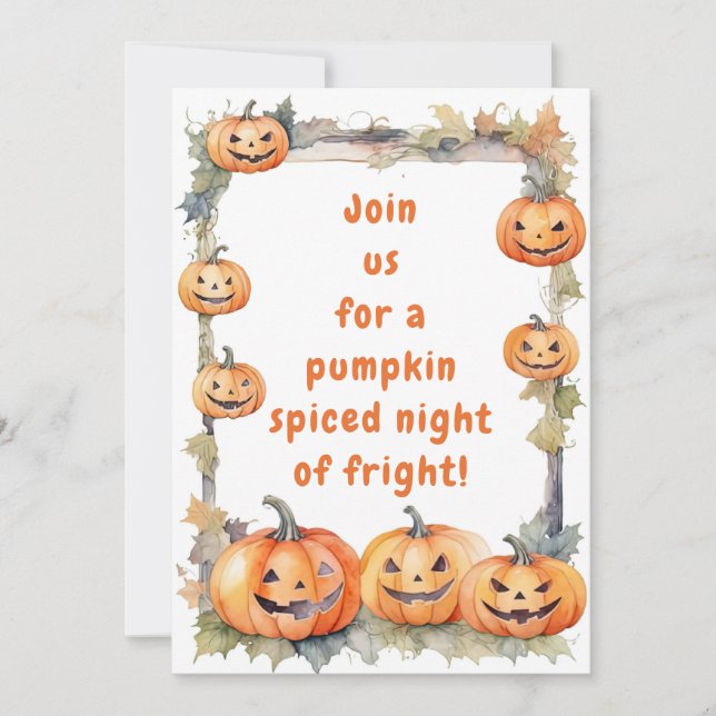 Invitation Cadre Citrouille Halloween Automne Éffrayant (Devant)