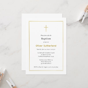 Invitation Cadre classique double or simple Baptême orthodoxe
