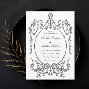 Invitation Cadre classique Mariage noir et blanc