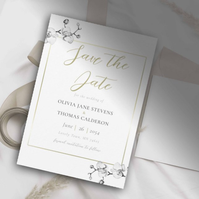 Invitation Cadre Classique Mariage Orchidée Blanche Enregistr (Créateur téléchargé)