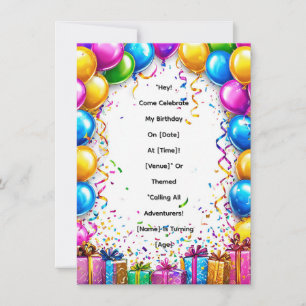 Invitation Cadre coloré de célébration d'anniversaire