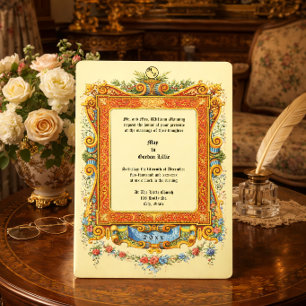 Invitation Cadre coloré rétro à rouleaux de l'ère victorienne