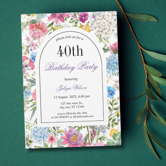 Invitation Cadre d'arc floral 40e anniversaire (Créateur téléchargé)