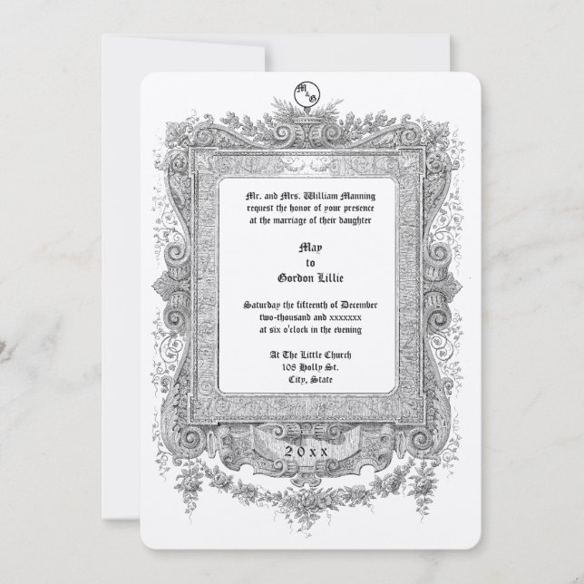 Invitation Cadre de bordure à rouleaux de l'ère victorienne o (Devant)
