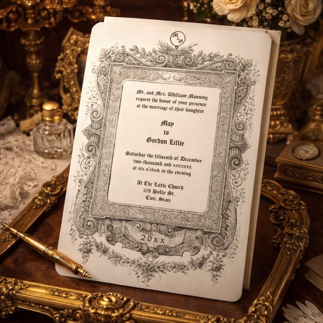 Invitation Cadre de bordure à rouleaux de l'ère victorienne o (Créateur téléchargé)