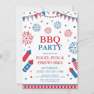 Invitation cadre de bordure de barbecue de festival du 4 juil