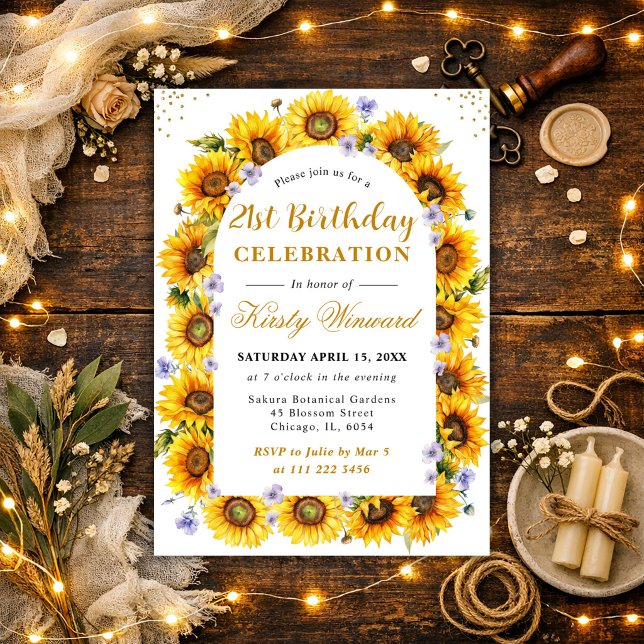 Invitation Cadre de bordure de tournesols à l'aquarelle pour  (Créateur téléchargé)