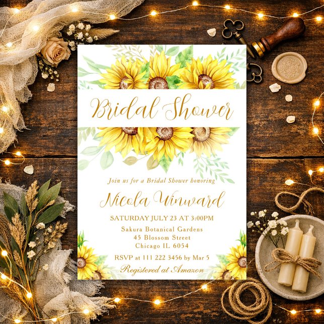 Invitation Cadre de bordure de tournesols à l'aquarelle pour  (Créateur téléchargé)