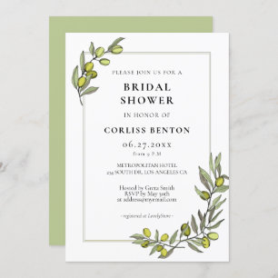 Invitation Cadre de branches d'olivier Douche nuptiale