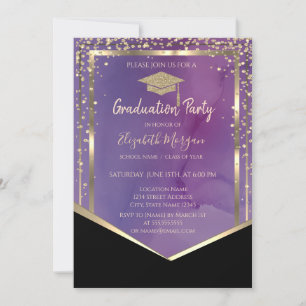 Invitation Cadre de casquette de graduation doré aquarelle vi