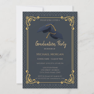 Invitation Cadre de casquette de remise de diplôme géométriqu