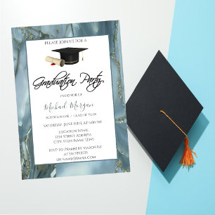 Invitation Cadre de casquette de remise de diplôme Marbre Fêt