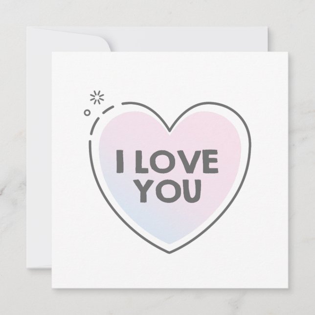 Invitation Cadre de coeur et texte je t'aime (Devant)