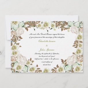 Invitation Cadre de Coeur Vert Rose Mariage