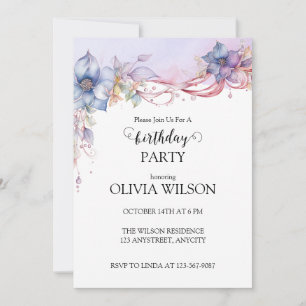 Invitation Cadre de coin floral aquarelle pastel