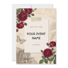 Cadre de collage vintage rose rouge victorien