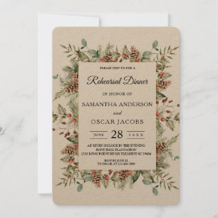 Invitation Cadre de cône de pin vert Kraft