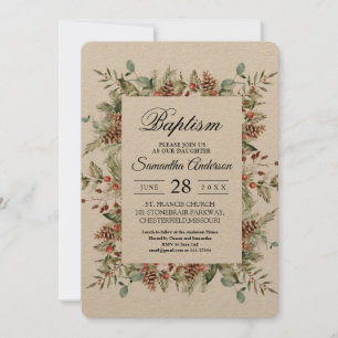 Invitation Cadre de cône de pin vert Kraft