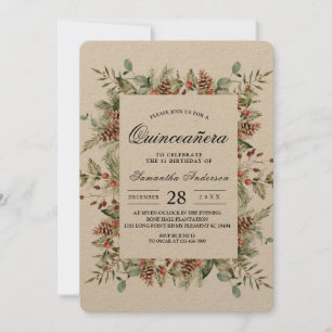 Invitation Cadre de cône de pin vert Kraft