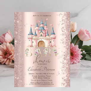Invitation Cadre de confettis pailletés pour Baby Shower Chât