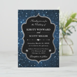 Invitation Cadre de constellation bleu élégant Mariage