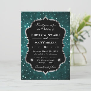Invitation Cadre de constellation vert élégant Mariage