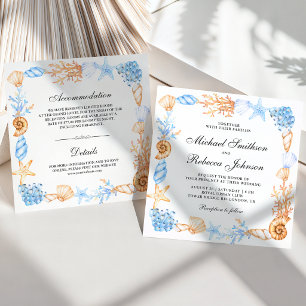 Invitation Cadre de coquillages nautiques pour tout mariage