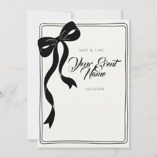 Invitation Cadre de croquis de nœud noir Chic