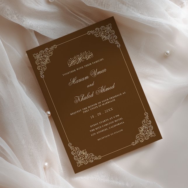 Invitation Cadre de dentelle baroque Brun rustique Mariage mu (Créateur téléchargé)
